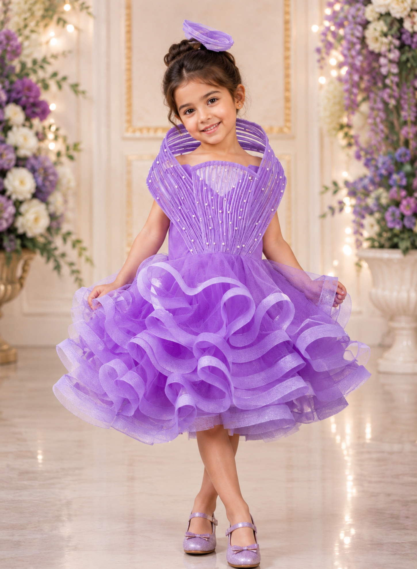 Lavender Net Princess Style Dress