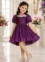 Wine Flared Kids Dress
