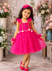 Pink Pearl Embellished Baby Frock Set