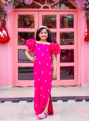 Magenta Pink Designer Straight Dresses