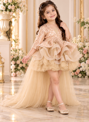 Golden Barbie Style Dress with Trail