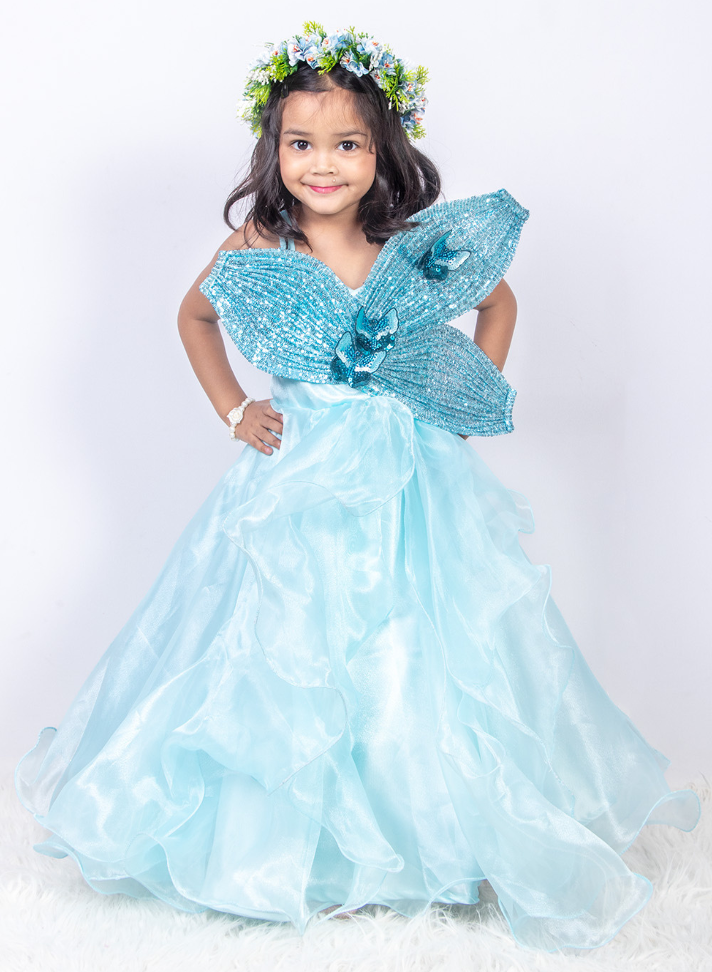 Sky Blue Organza Gown
