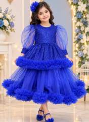 Royal Blue Sequins and Net Gown