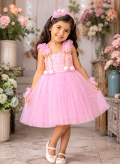 Baby Pink Pearl Embellished Baby Frock Set