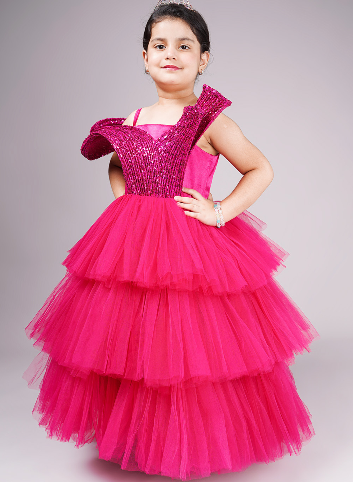 Magenta Pink Structured Gown