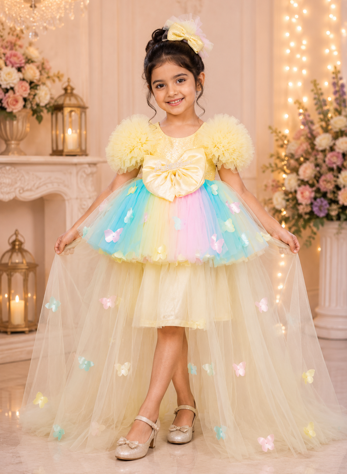 Pastel Colors Butterfly Theme Dress with Wings