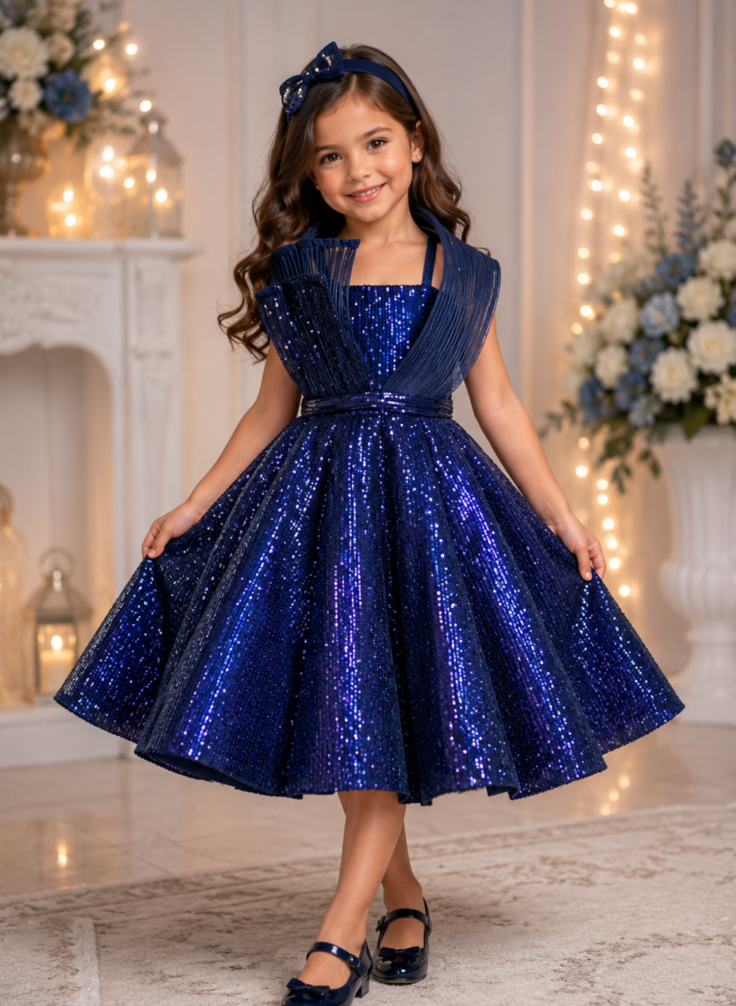 Navy Blue Zara Sequins Ball gown