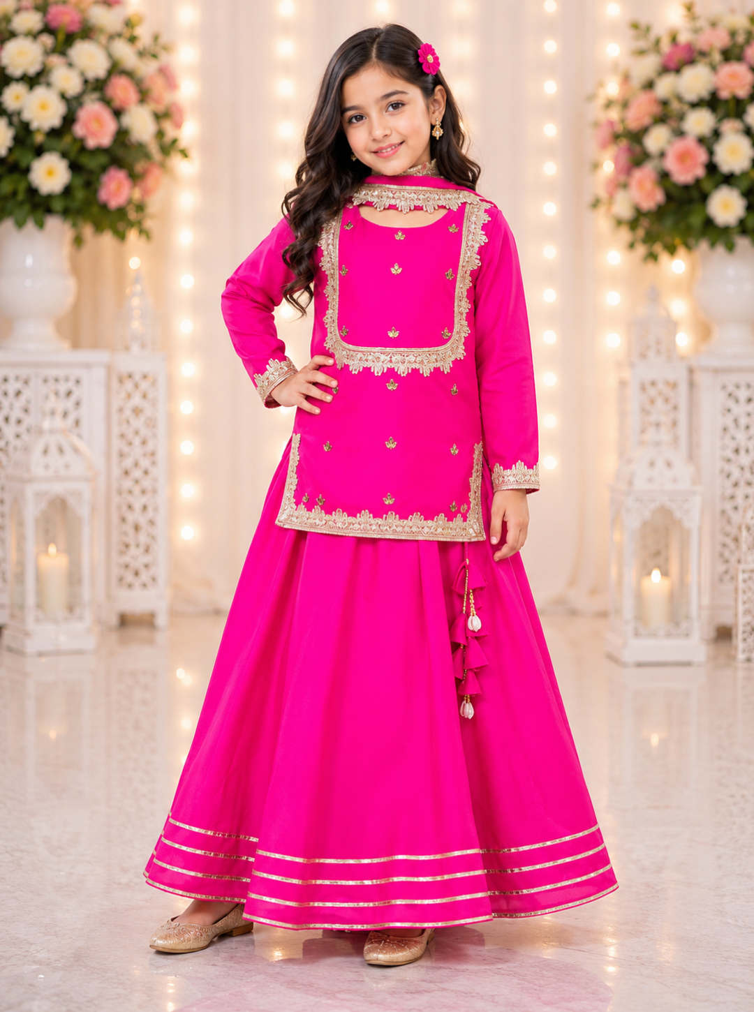 Magenta Pink Silk Lehenga