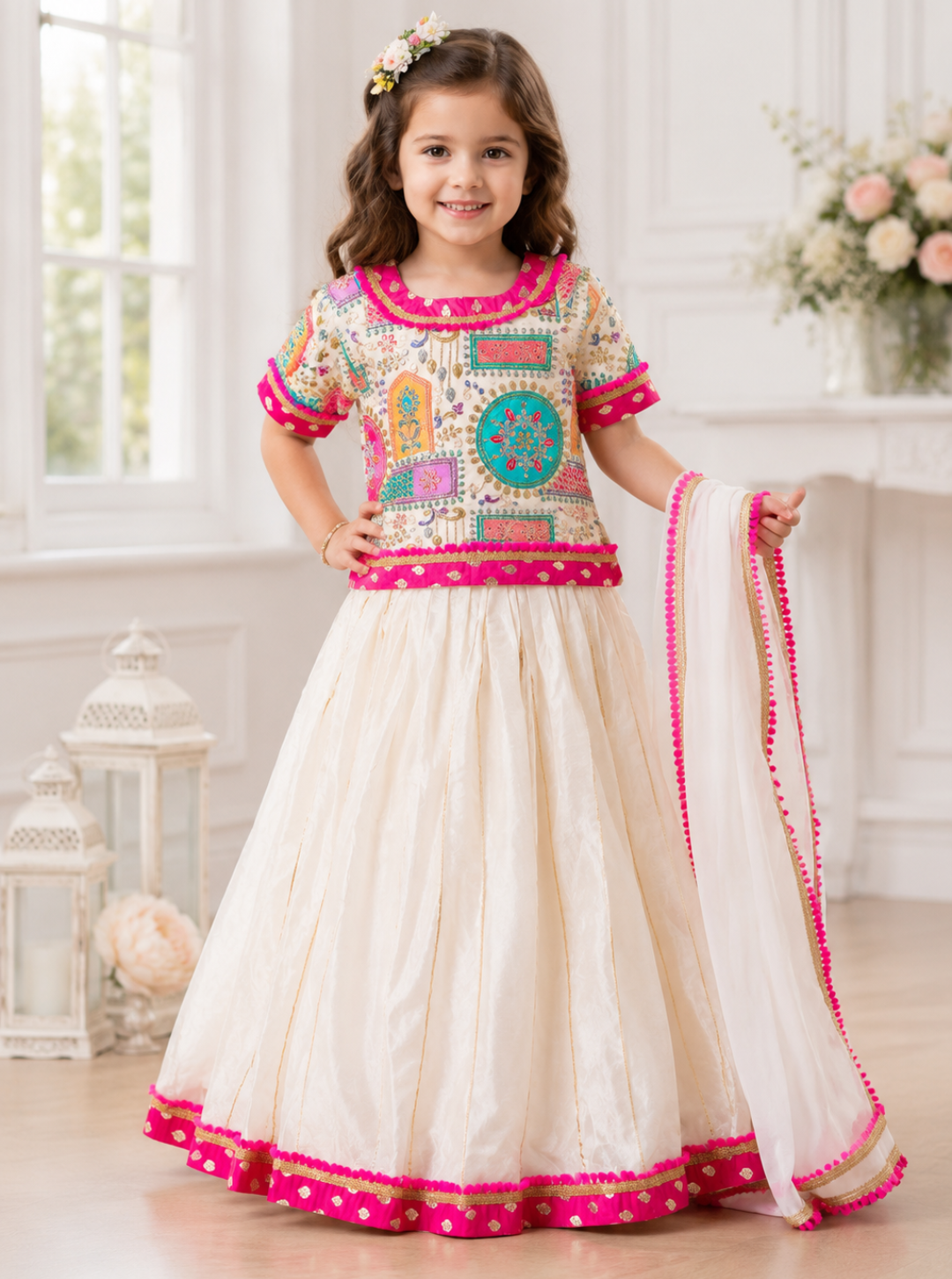 White and Pink Lehenga
