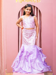 Lavender Mermaid Skirt Top Set