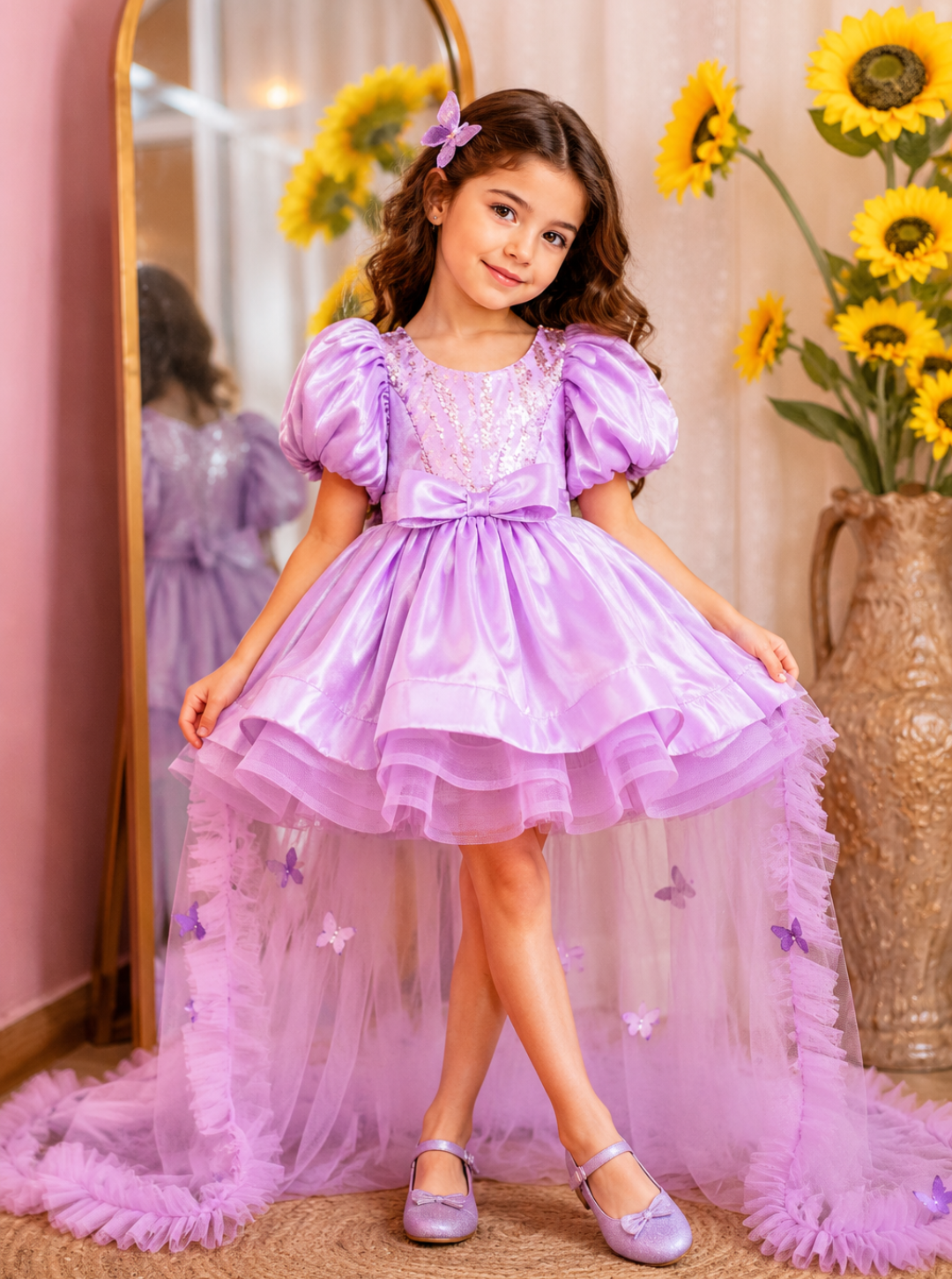 Lavender Butterfly Organza Dress