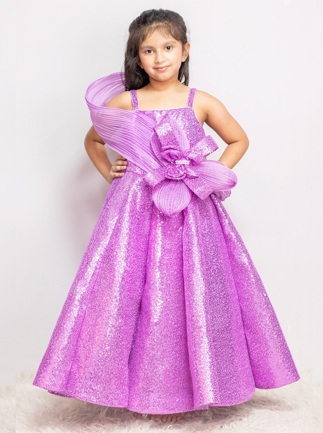 Lavender Heavy Sequins Ball Gown