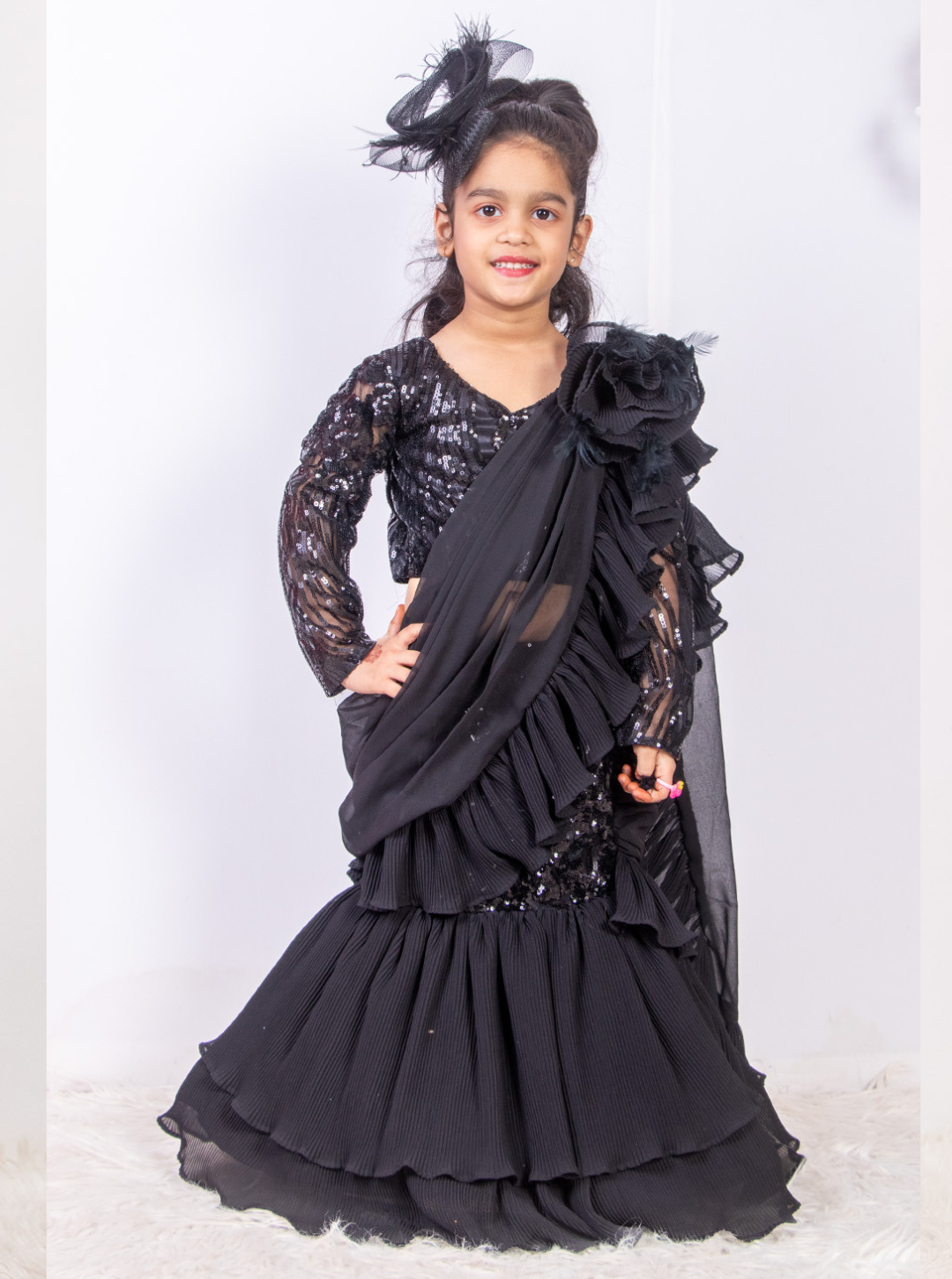 Black Mermaid Style Draped Saree