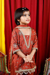 Girls Embroidered Sharara Suit Set