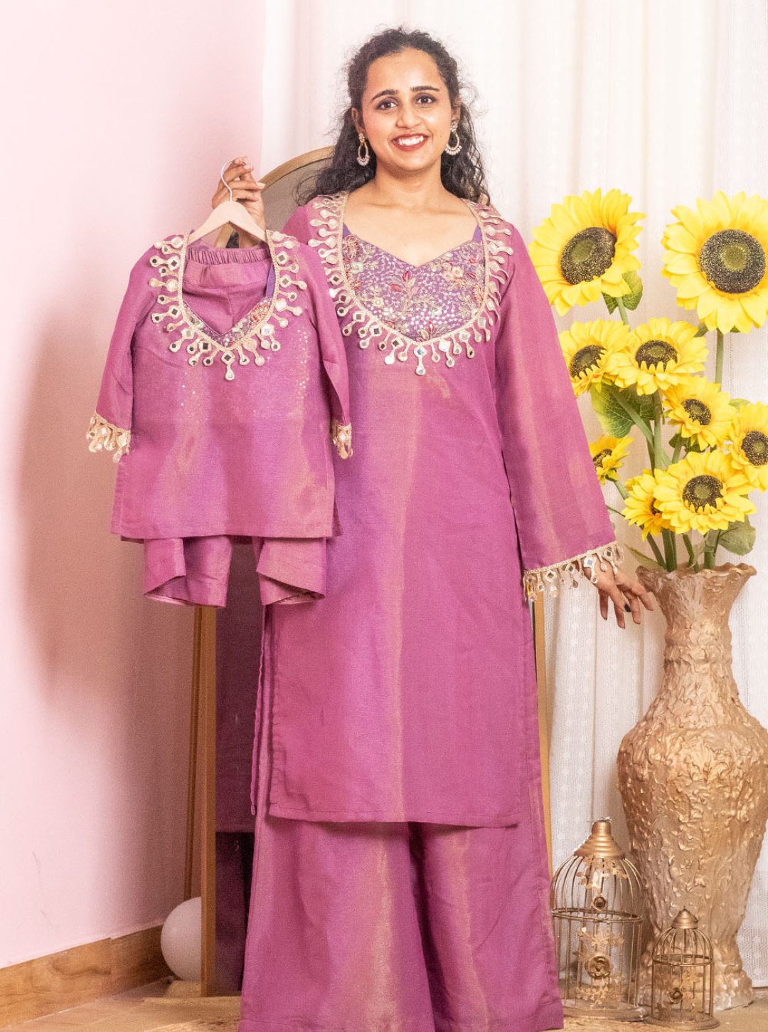 Lavender 3 Piece Coord Set Mom and Daughter Combo