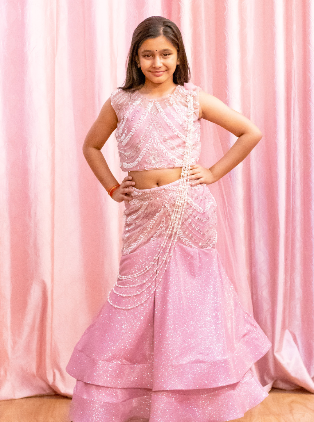 Baby Pink Shimmer Mermaid Lehenga
