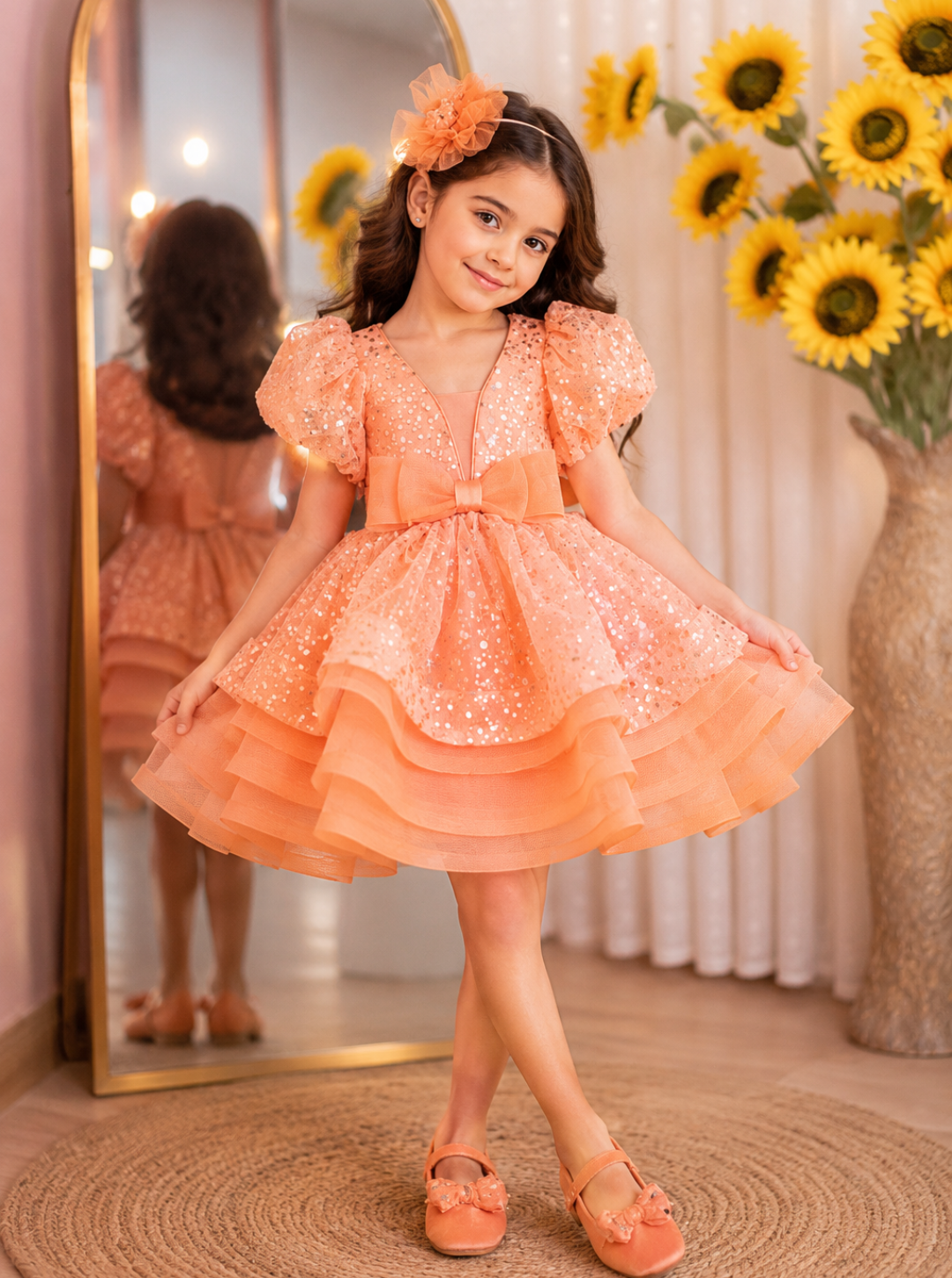 Orange Color Birthday Dress