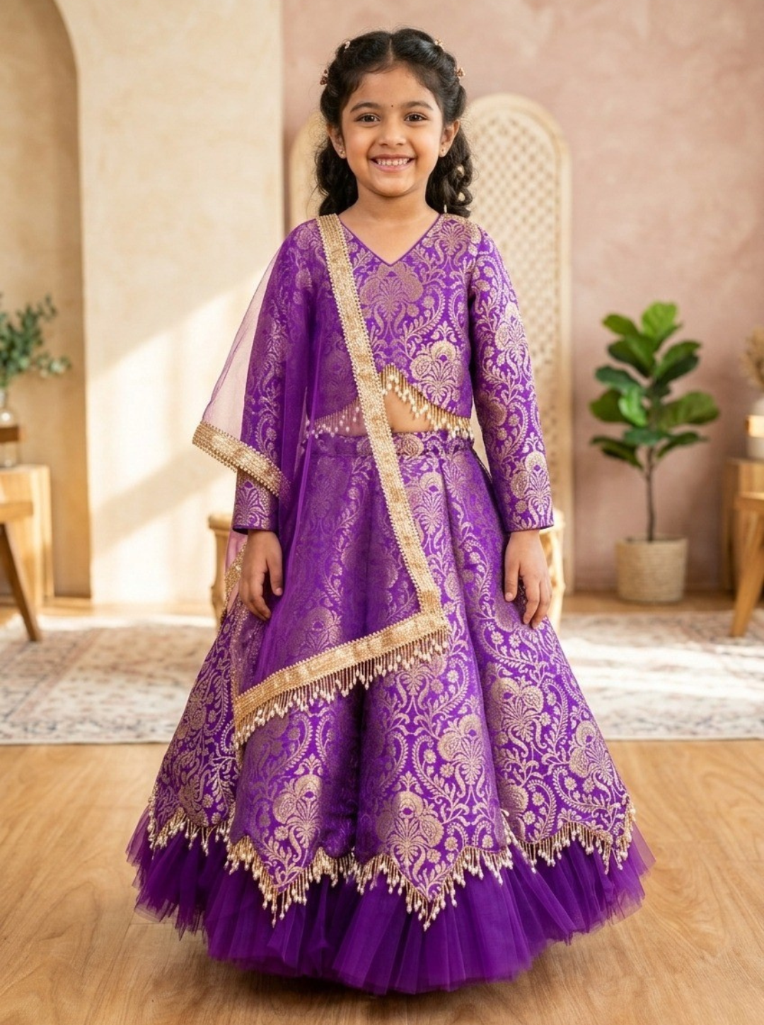 Royal Amethyst Brocade Lehenga Set