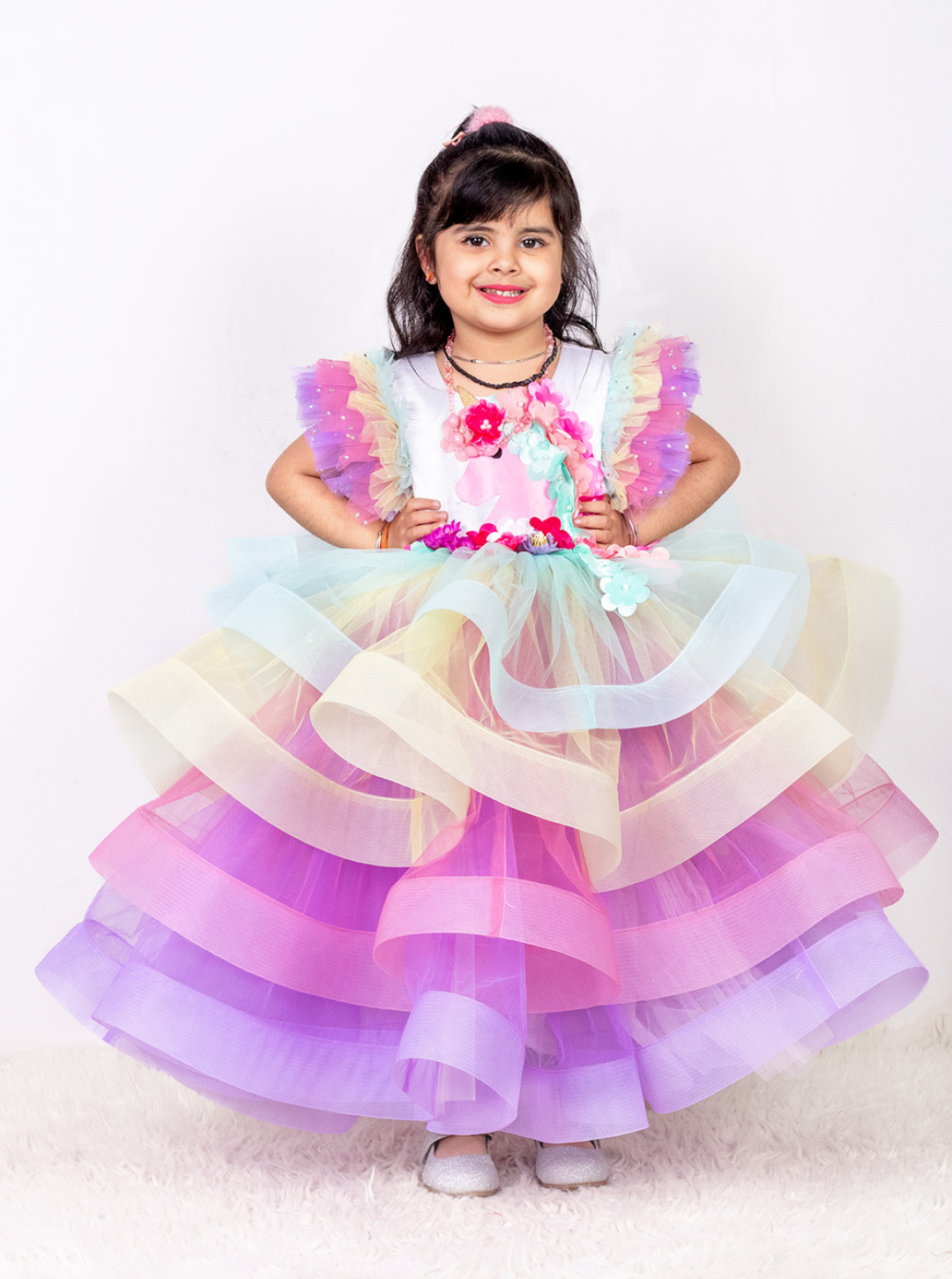 Beautiful Unicorn Theme Layered Dress