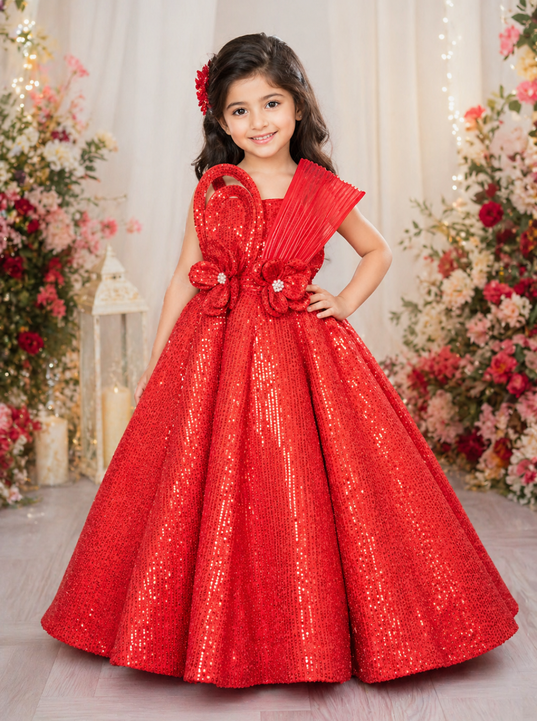 Red Zara Sequins Ball Gown