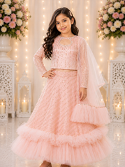 Peach Moon Light Ruffled Lehenga
