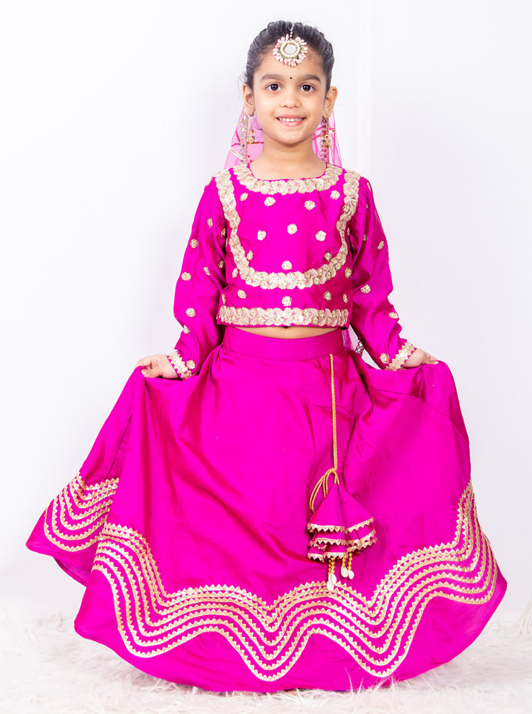Magenta Pink Silk Lehenga Set