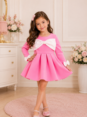 Baby Pink Full Sleeves Scuba Dress