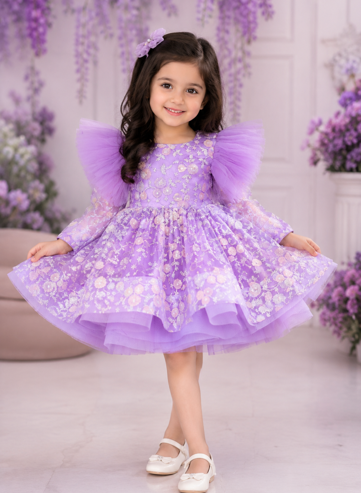 Lavender Embroidered Dress
