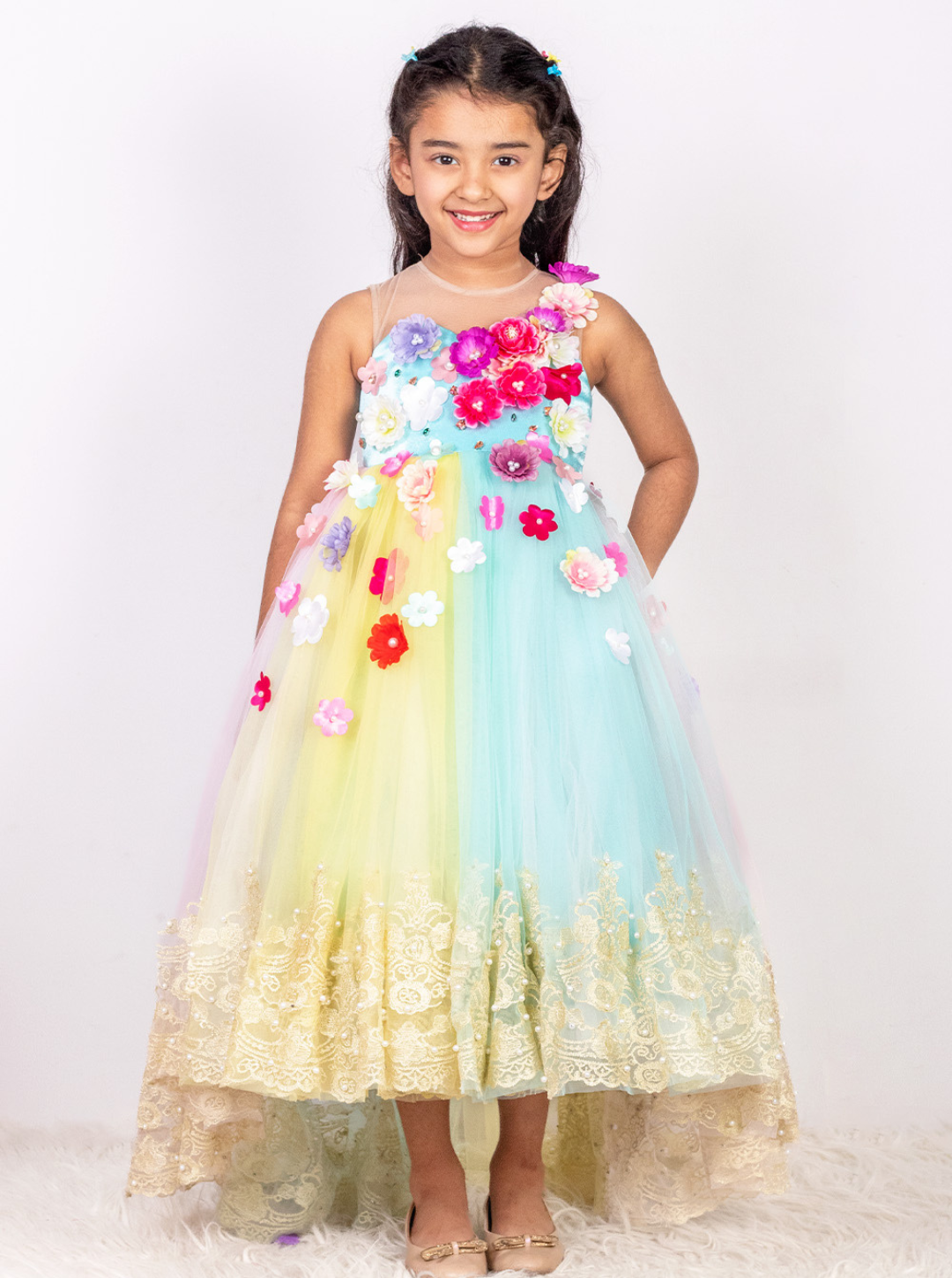Beautiful Unicorn Theme High Low Gown