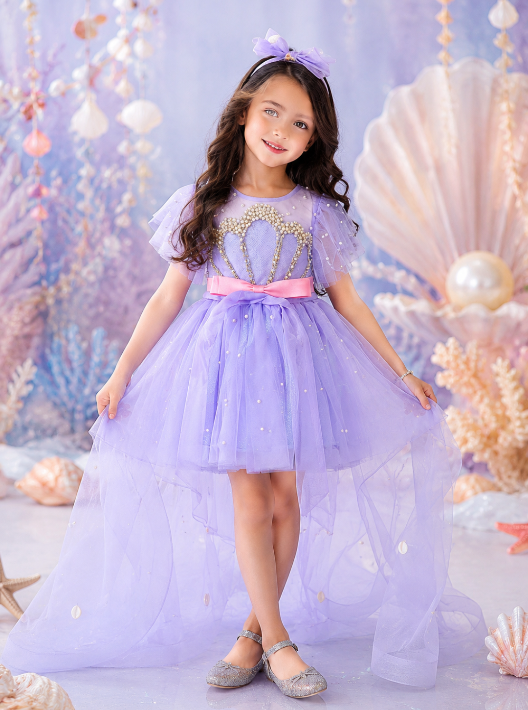 Lavender Hand Embroidered Mermaid Dress