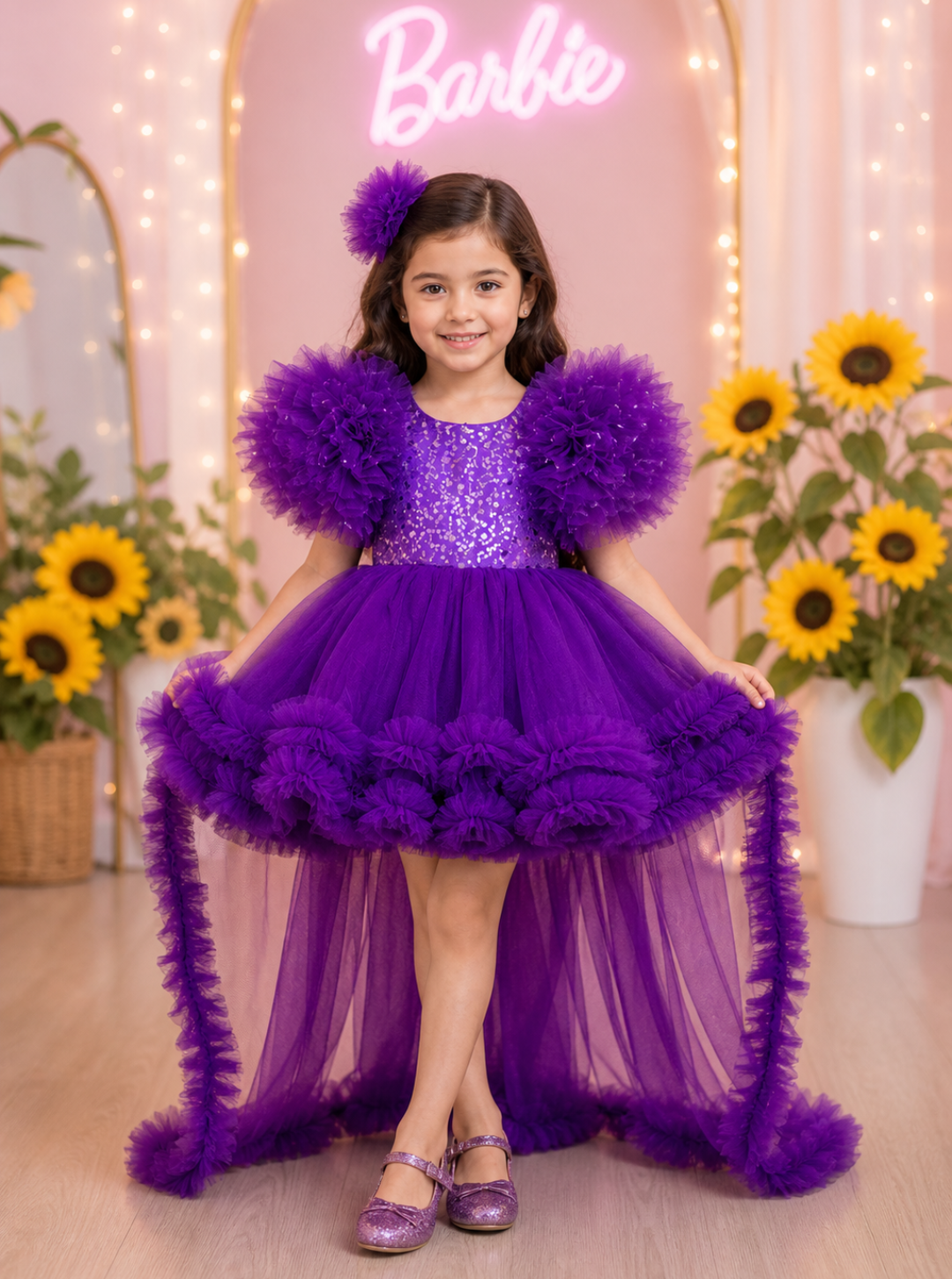 Purple Barbie Dress with Trail