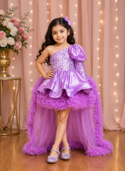 Lavender Swarovski work Birthday Dress