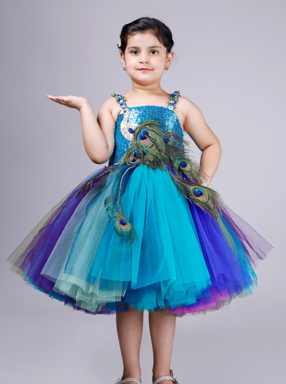 Peacock Theme Short Dress