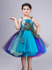 Peacock Theme Short Dress