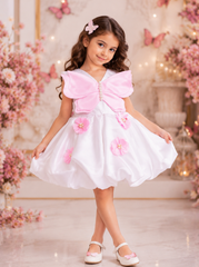 White Pink Butterfly Dress