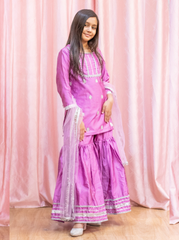 Fuchsia Silk Sharara Suit
