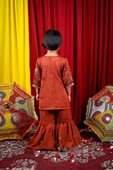 Girls Embroidered Sharara Suit Set