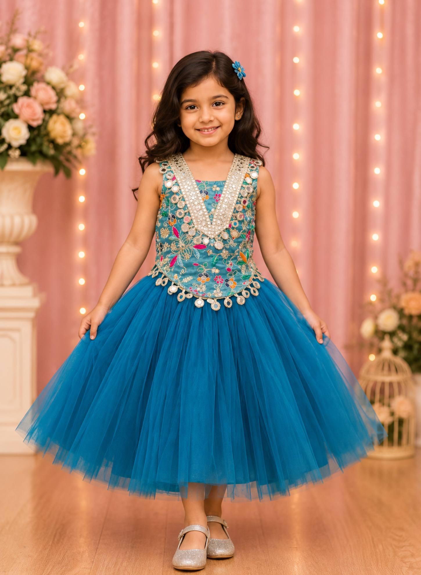 Kids Embroidered Skirt Top