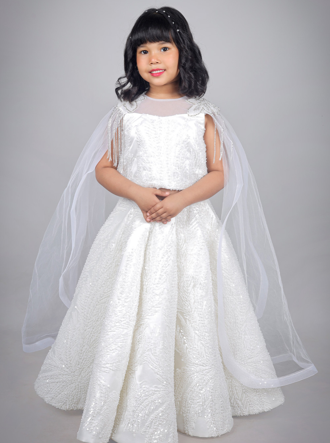 White Embroidered Indo Western Lehenga