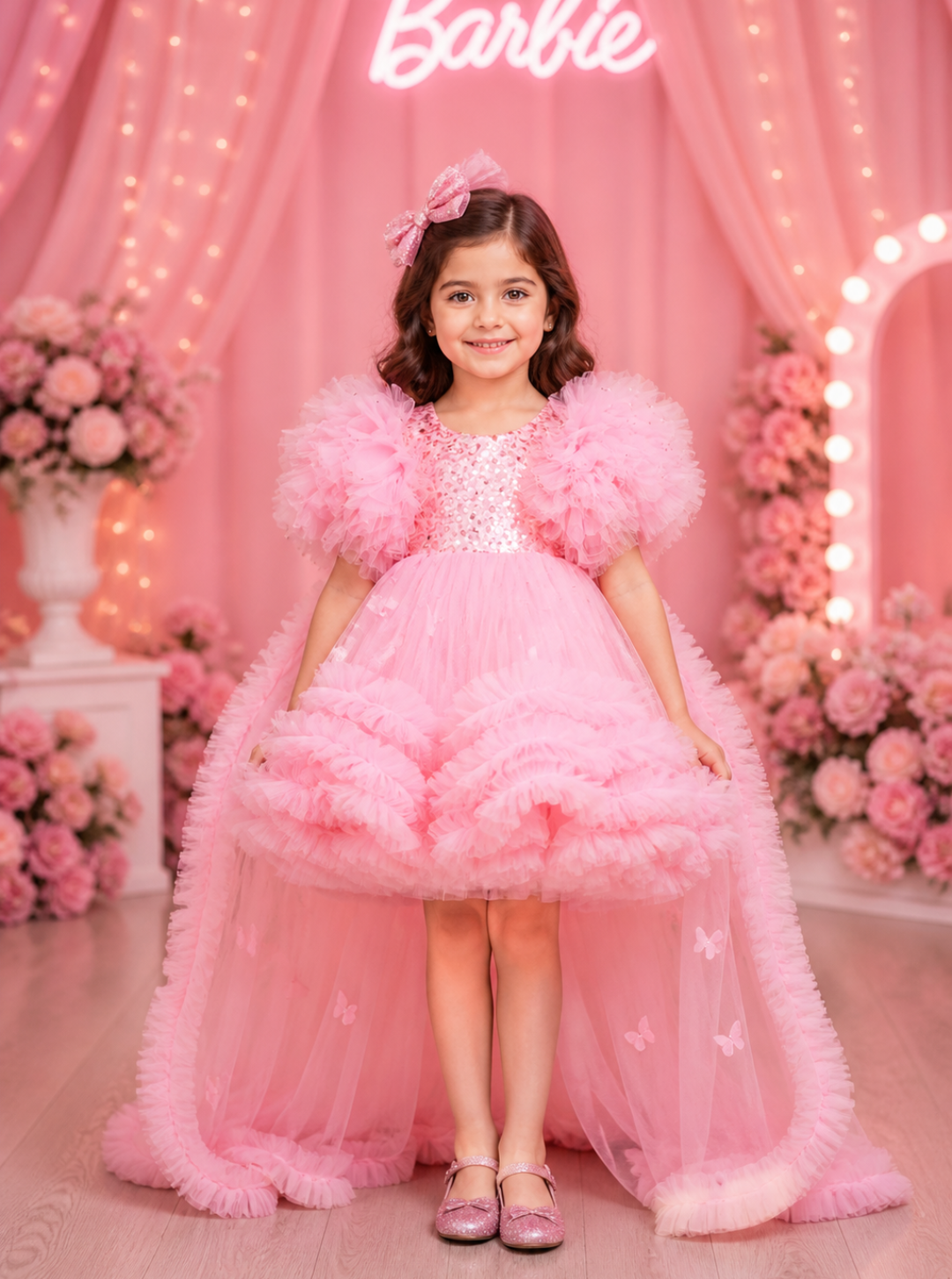 Baby Pink Barbie Dress with Trail