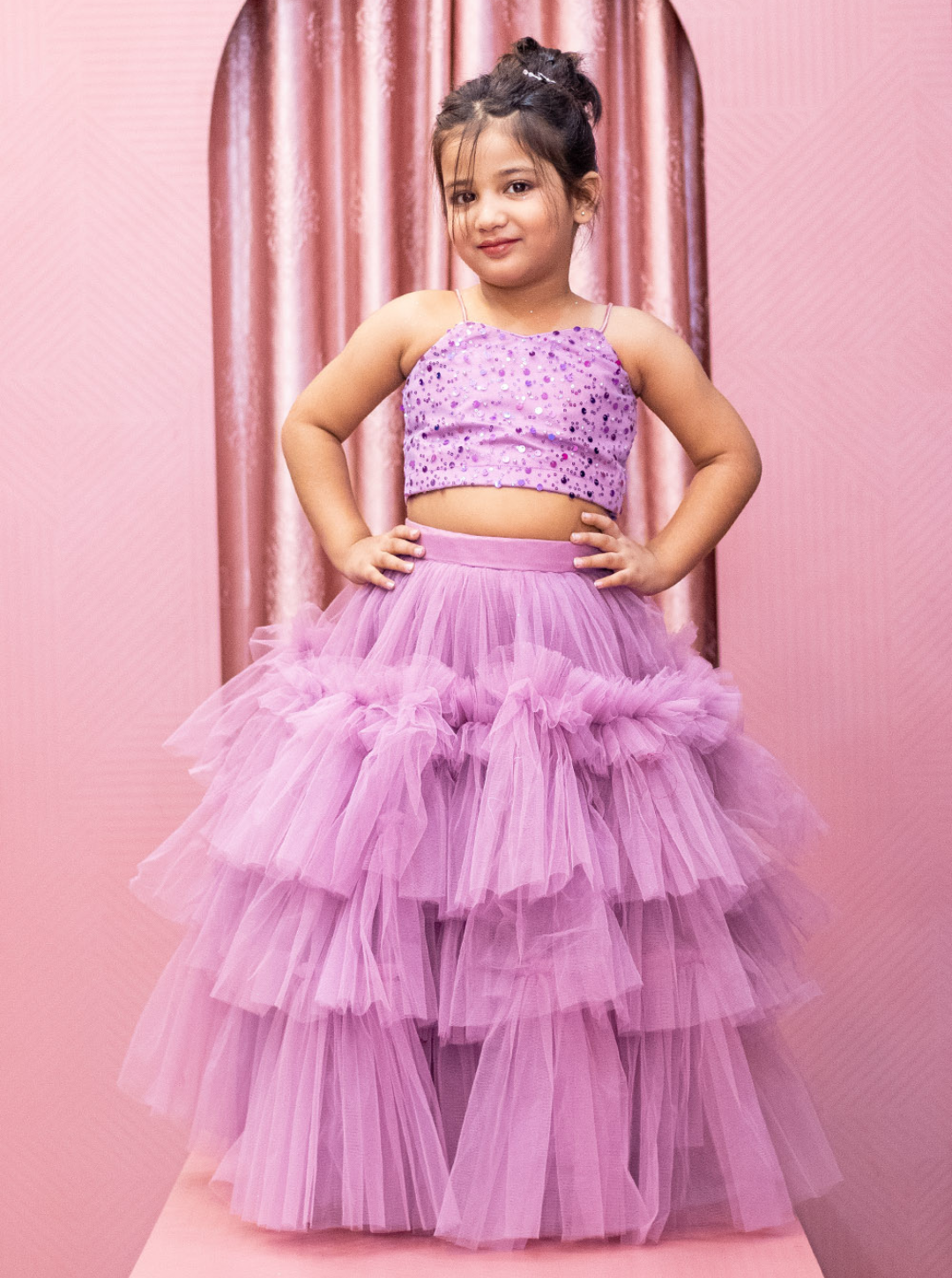 Lavender Crop Top and Skirt Set