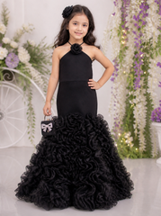 Black Mermaid Style Kids Gown