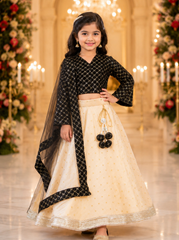 Wine and Off White Lehenga Set