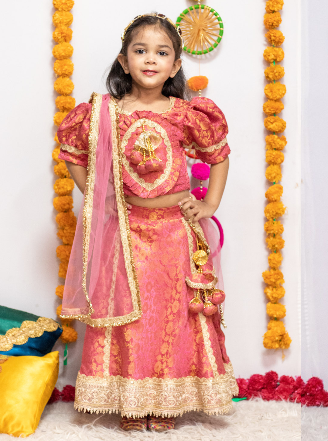 Pastel Pink Brocade Lehenga