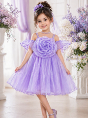 Lavender Organza Rose Dress
