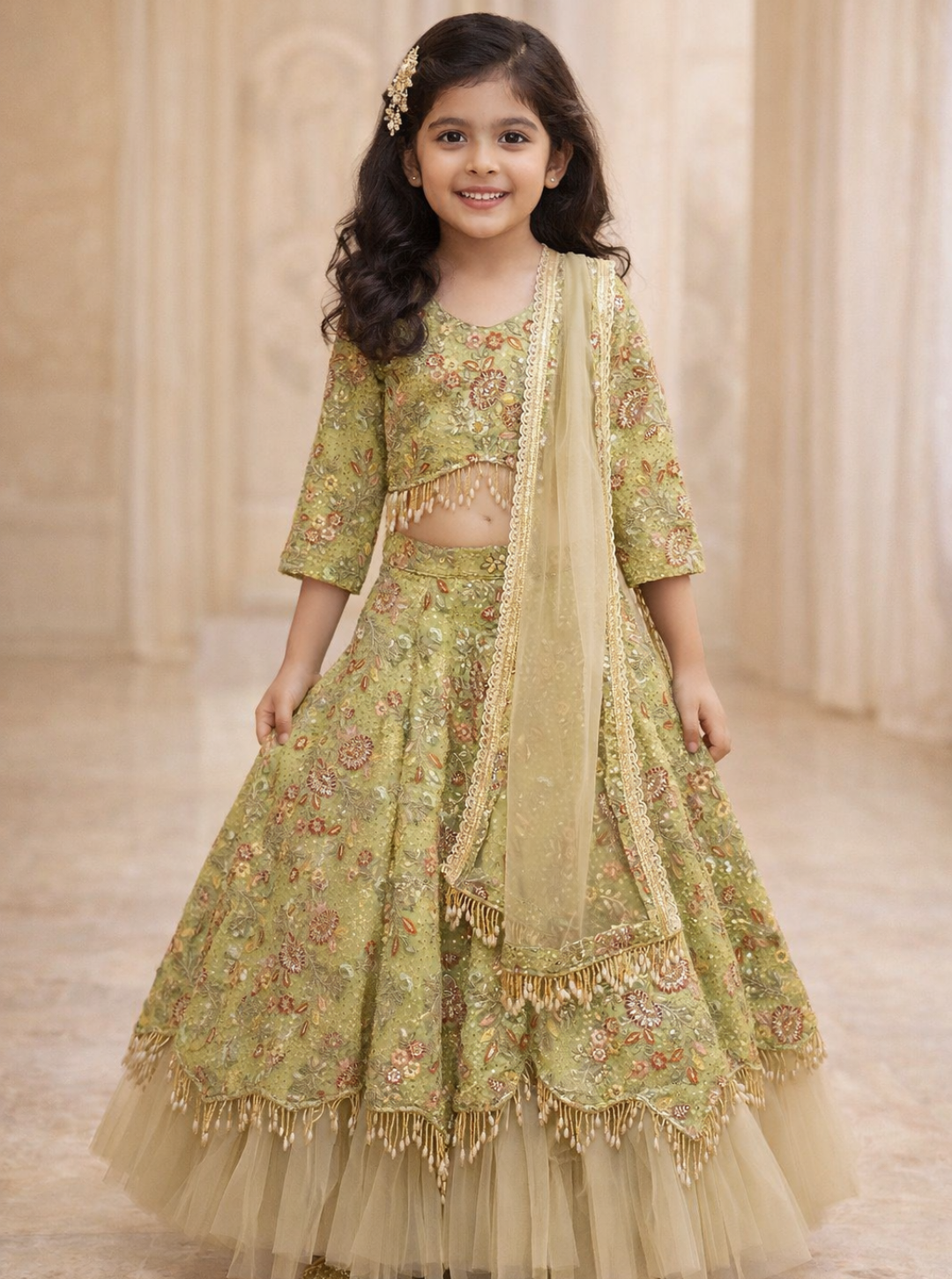 Embroidered Green Lehenga Choli