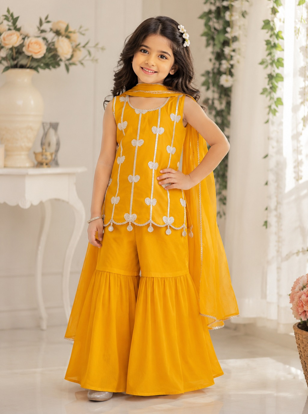 Yellow Gota Patti Sharara Suit Set