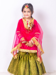 Mazenta and Green Velvet and Brocade Sharara Suit