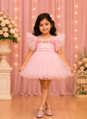 Pink Floral Tulle Frock
