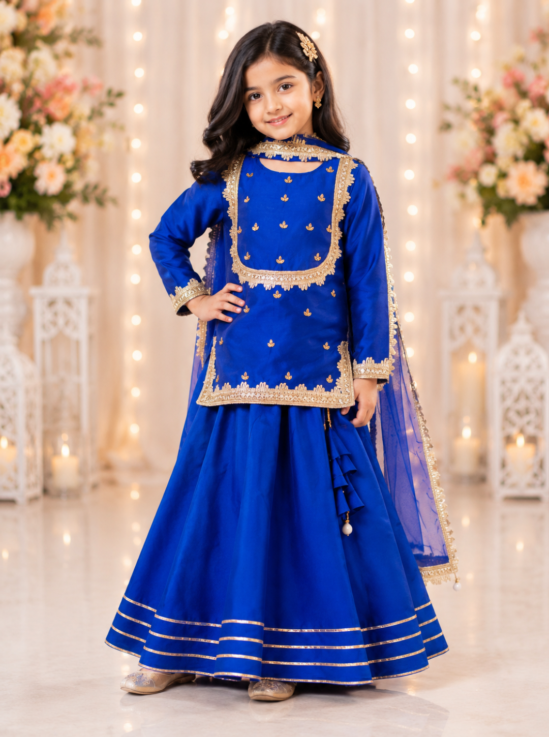 Royal Blue Silk Lehenga